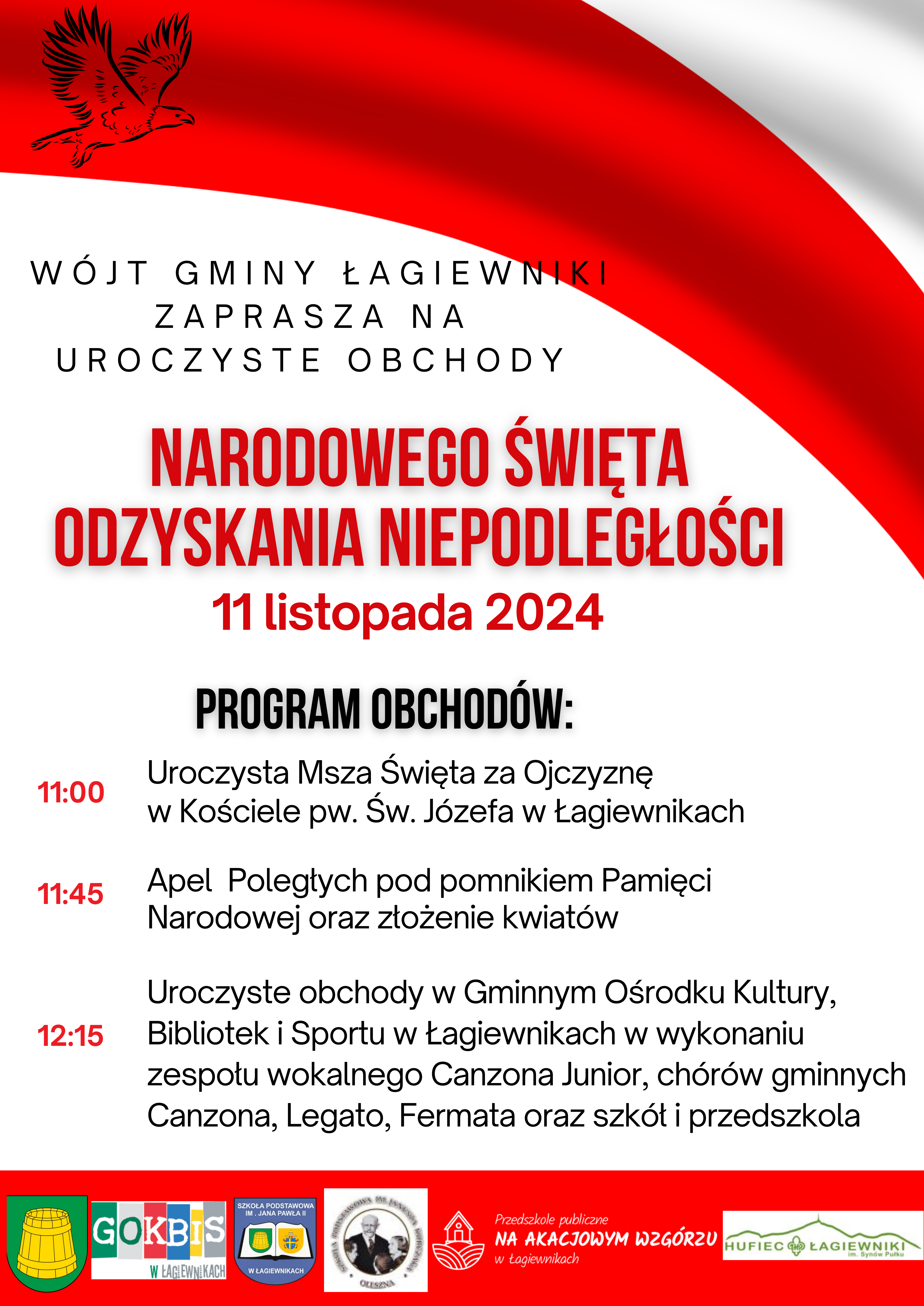 Zapraszamy na uroczyste obchody NARODOWEGO ŚWIĘTA ODZYSKANIA NIEPODLEGŁOŚCI