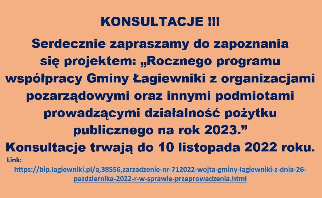 KONSULTACJE "Rocznego programu współpracy z organizacjami pozarządowymi" na rok 2023